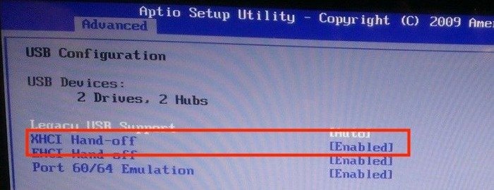 Включить отключение Xhci