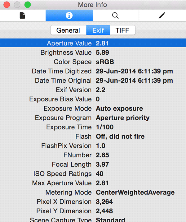 exif данные mac-exif