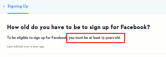 Facebook-возрастное ограничение