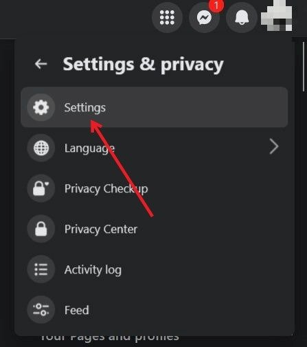 Нажав на опцию «Настройки» в веб-версии Facebook.