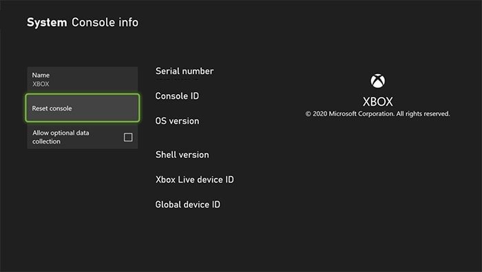 Сброс настроек консоли Xbox до заводских настроек