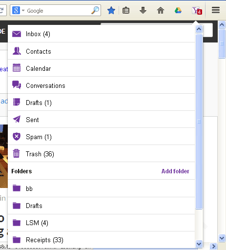 самый быстрый уведомитель для Yahoo_folders