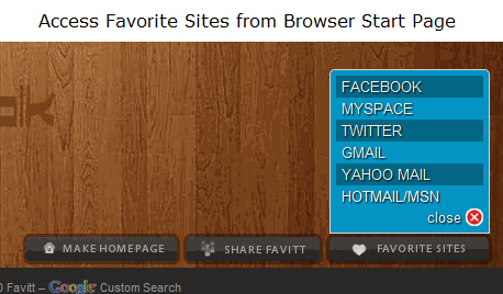 Доступ к любимым сайтам со стартовой страницы Favitt