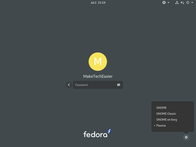 Fedora Desktop Switch Выбор Kde
