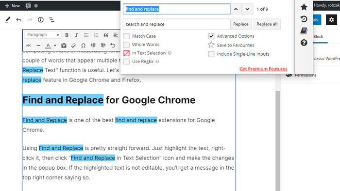 Найти и заменить текст Chrome 2 1