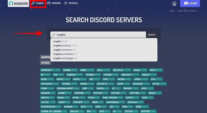 Найти серверы Discord Disboard Search