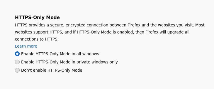 Режим Firefox «Только HTTPS»