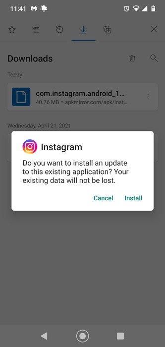 Исправить неработающие приложения Android Установить Instagram