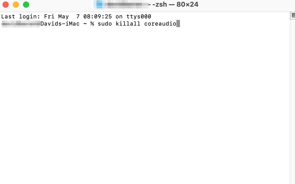 Исправить аудио Mac, не работающий терминал