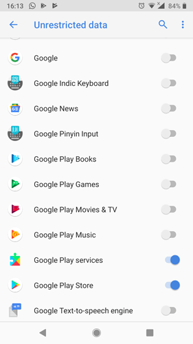 Исправить ожидающую загрузку Google Play фоновые данные