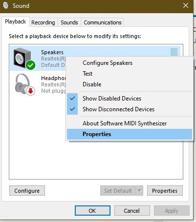 Исправление проблем со свойствами звука графика изоляции аудиоустройств Windows