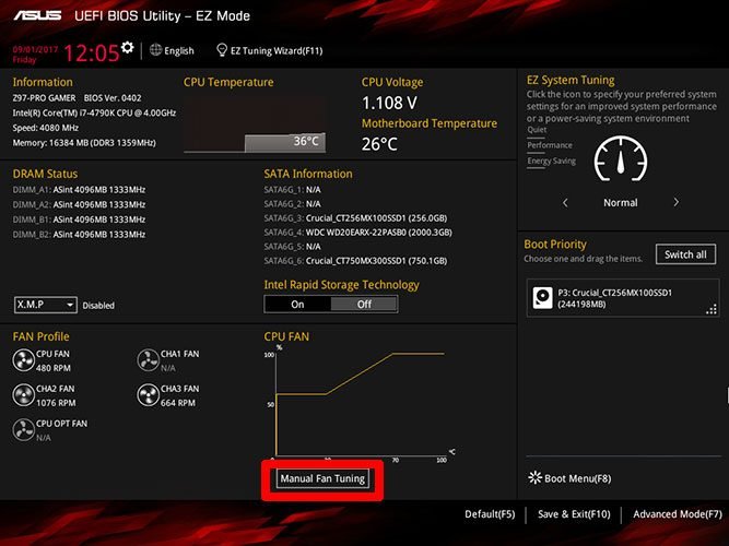 исправить-громкий вентилятор-ПК-ASUS-BIOS