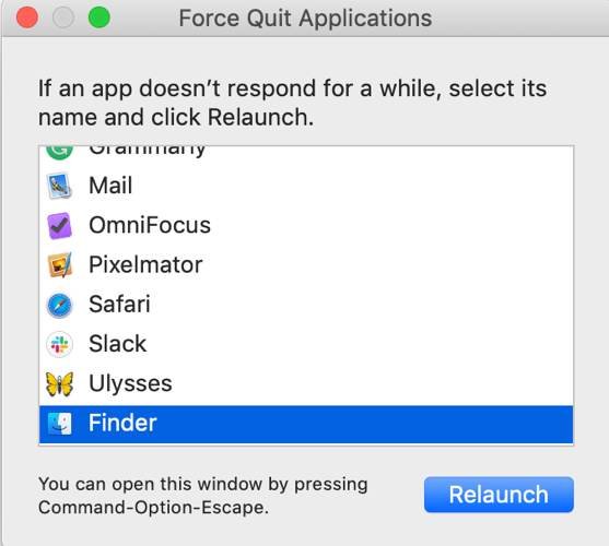 Исправить код ошибки Mac 43 Force Quit Finder