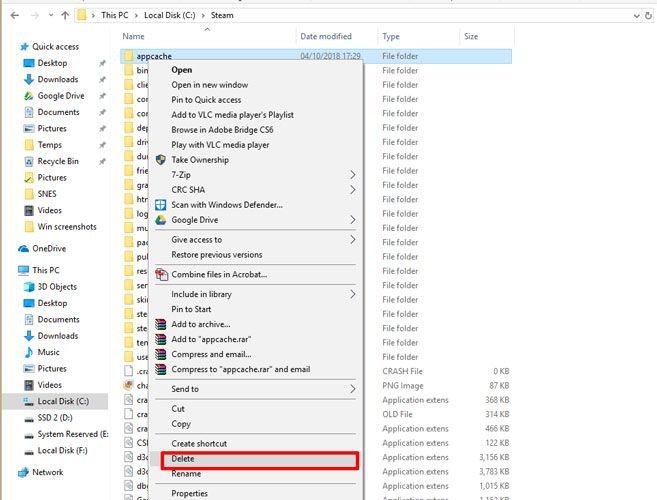 исправить-Steam-не-открывать-удалить-appcache