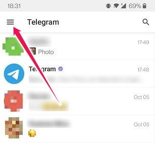 Исправить Telegram не сохраняет фотографии Гамбургер-меню 1