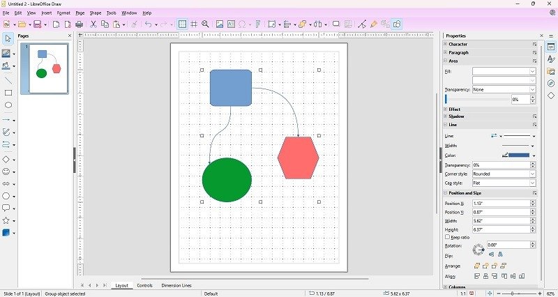 Обзор интерфейса LibreOffice Draw.