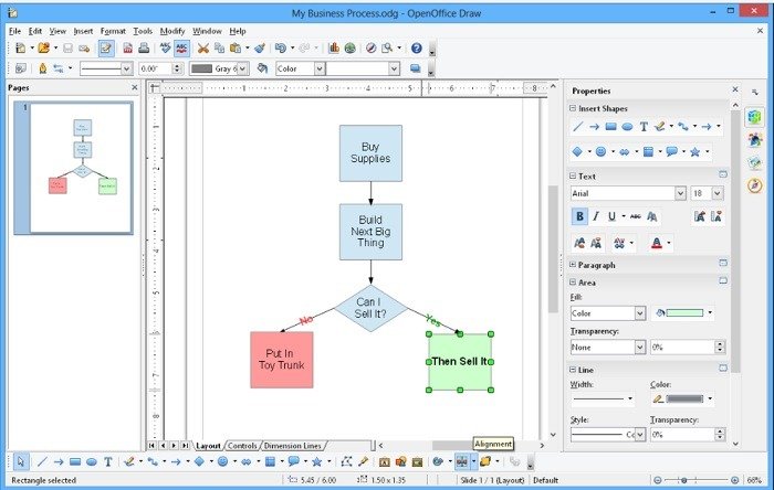 Обзор интерфейса OpenOffice Draw.