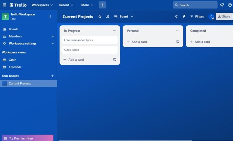 Пример карточек и досок Trello