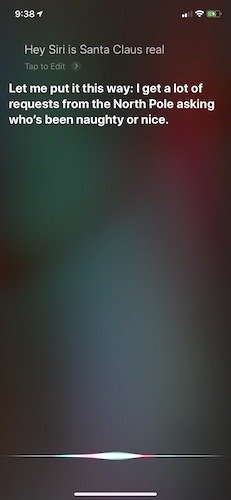 Забавные вещи, которые можно спросить у Siri для детей, Санта