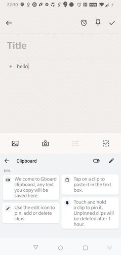 Параметры буфера обмена Gboard