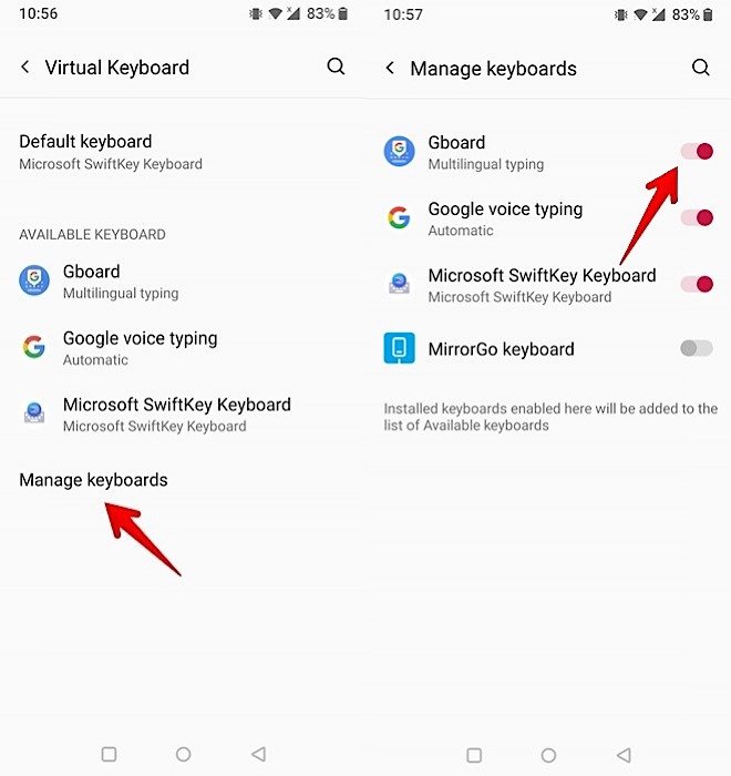 Gboard не работает Управление клавиатурами Android