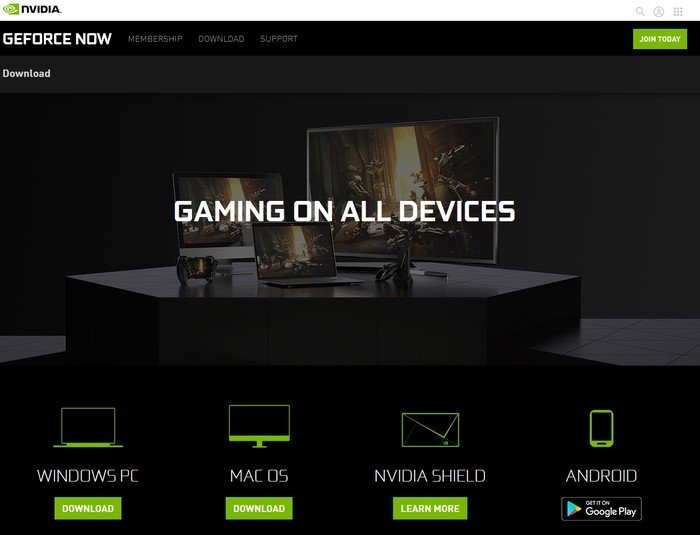 Клиент загрузки потоковой передачи игр Geforce Now