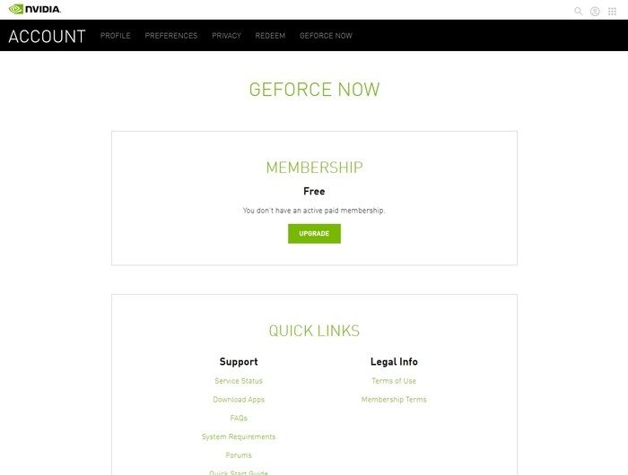 Бесплатная подписка на потоковую передачу игр Geforce Now