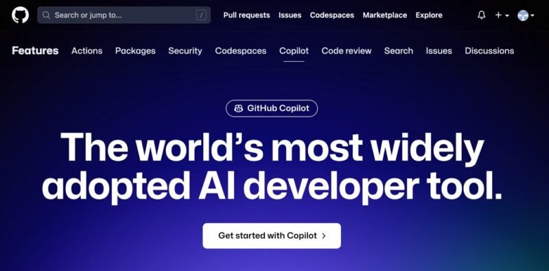 Скриншот официального сайта Github Copilot