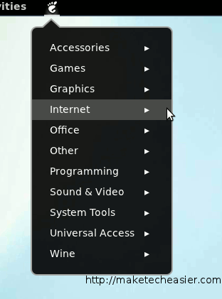 gnome-shell-меню приложения