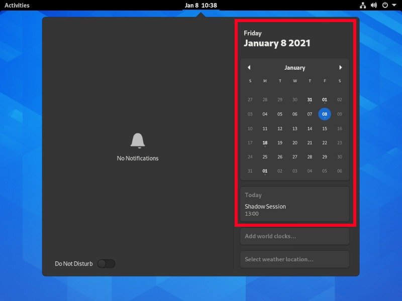 Календарь интеграции Gnome Shell с Google