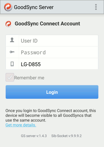 Goodsync-Android-логин