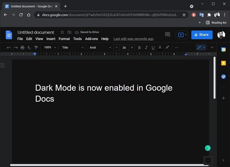 Темный режим Документов Google