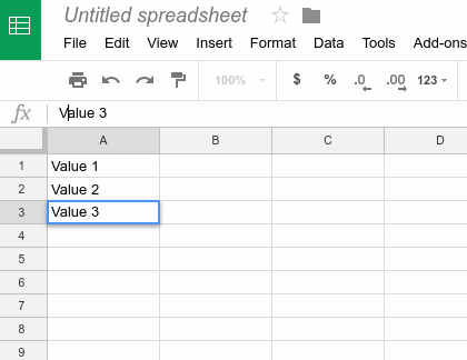 google-sheet-добавление значения в столбце