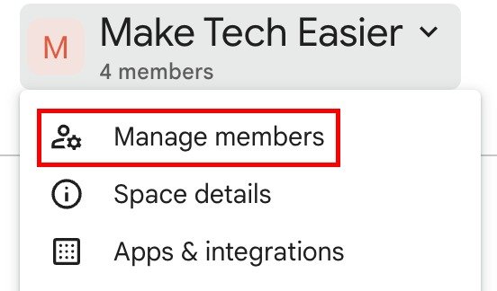 Добавить участников в Google Spaces Manage