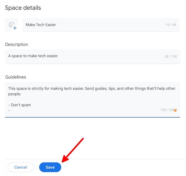 Подробности о пространстве Google Spaces Править