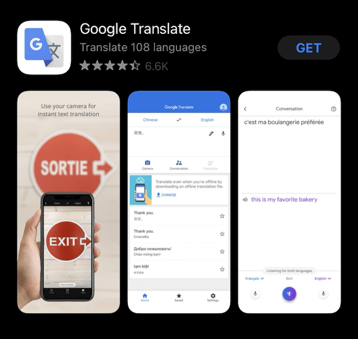 Приложение Google Translate для iOS.