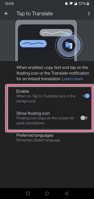 Руководство по Google Translate для мобильных устройств Включить опцию