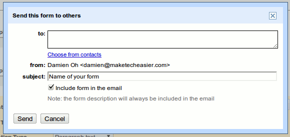 форма электронной почты документов Google