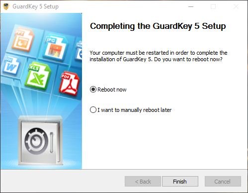 Перезагрузитесь, чтобы завершить настройку GuardKey 5.
