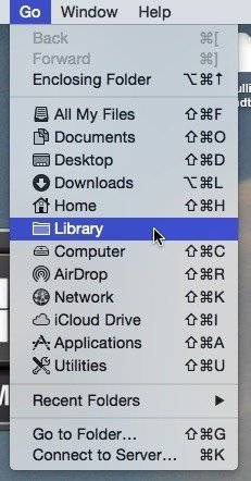 Используйте клавишу выбора, чтобы перейти в библиотеку в OS X.