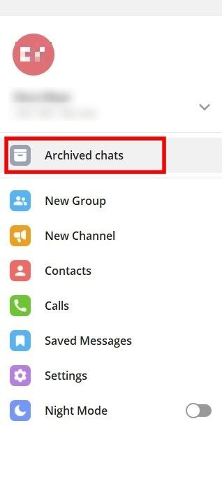 Скрыть сообщения Telegram Архив чатов ПК Главное меню