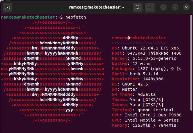 Хост-сайт Tor Linux 03 Neofetch Ubuntu Machine