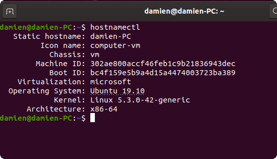 Информация об Ubuntu Hostnamectl