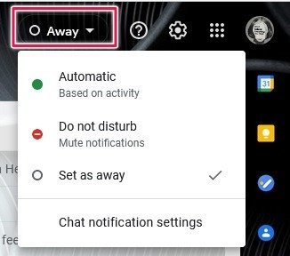 Как активировать Google Chat Gmail Desktop Установить статус чата
