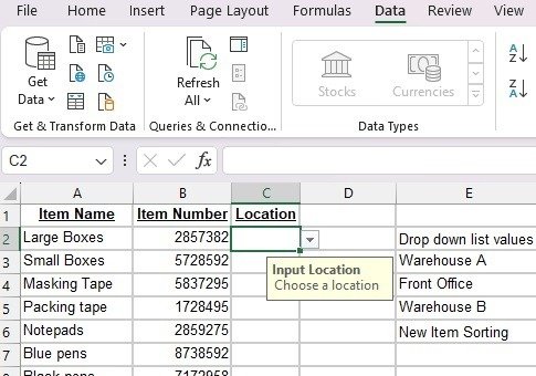 Окончательный раскрывающийся список в Excel.