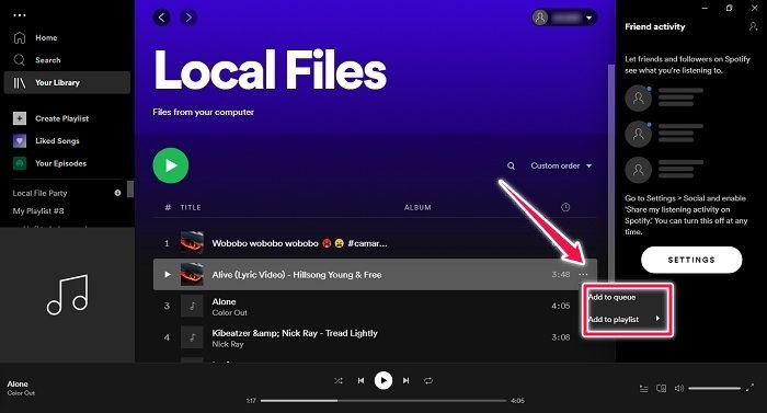 Как добавить локальные файлы Spotify Desktop Добавить в список воспроизведения