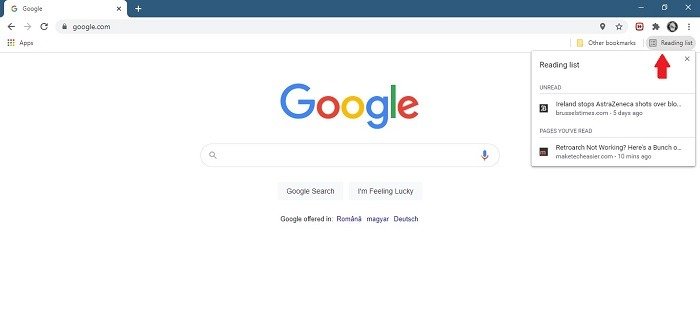 Как добавить список «Прочитать позже» Chrome Desktop Access Список «Прочитать позже»