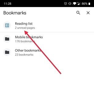 Как добавить список «Прочитать позже» Открытый список чтения для Chrome Mobile
