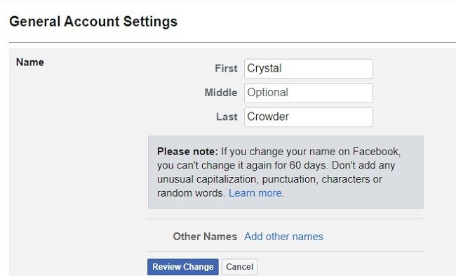 Как изменить свое имя на Facebook Change