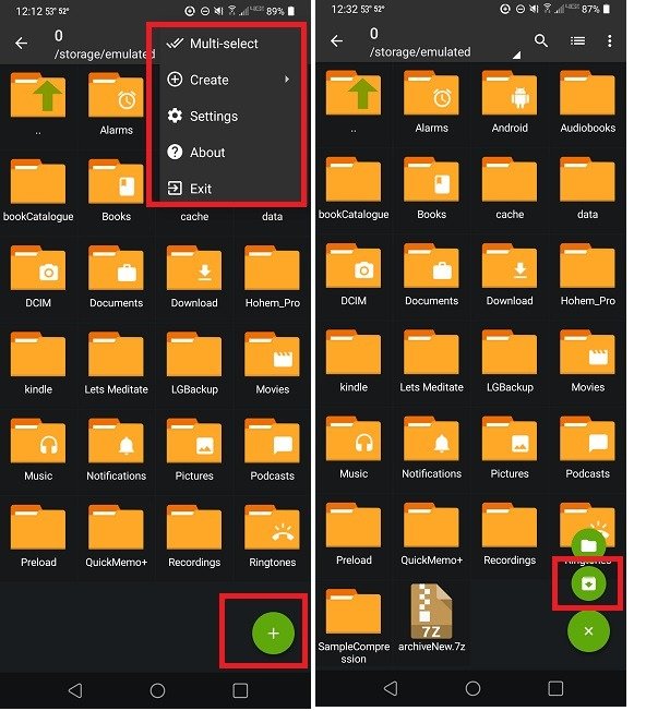 Как сжать и извлечь файлы на Android с помощью меню Zarchiver